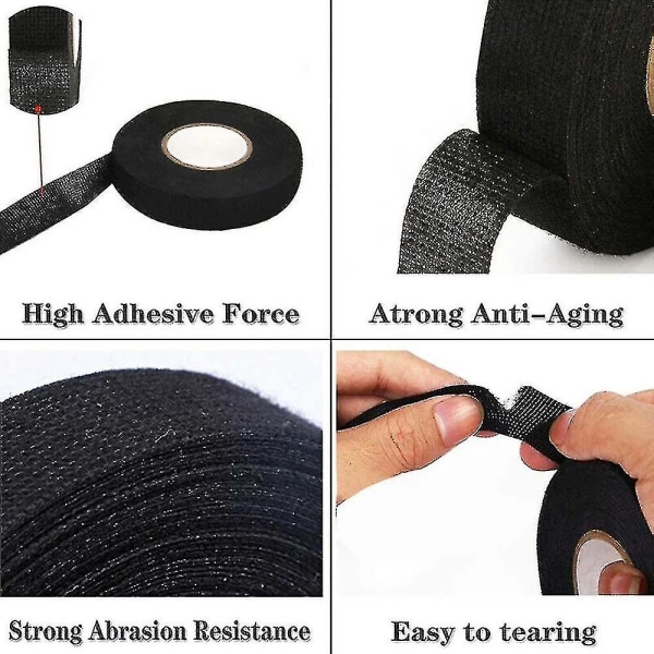 9~19mm Car Wiring Loom Tape Adhesive Fabric Harness Insulation Electrical Tapes 9mm x 15M