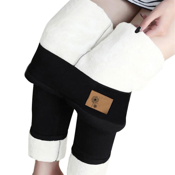 Vinteryogabyxor med hög midja Thermal Varm träning Vinter Leggings Vinter Enfärgad träning Hem Black Dandelion 2XL