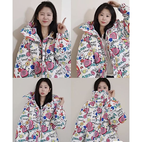 Print vedenpitävä leipäuntuvatakki Fleece Trend White M