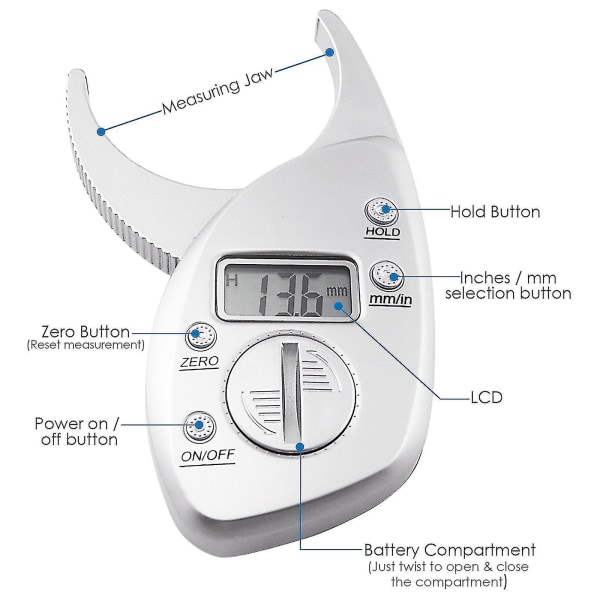 Digital Body Fat Caliper Skinfold Tjocklek Mätning Skin Tester