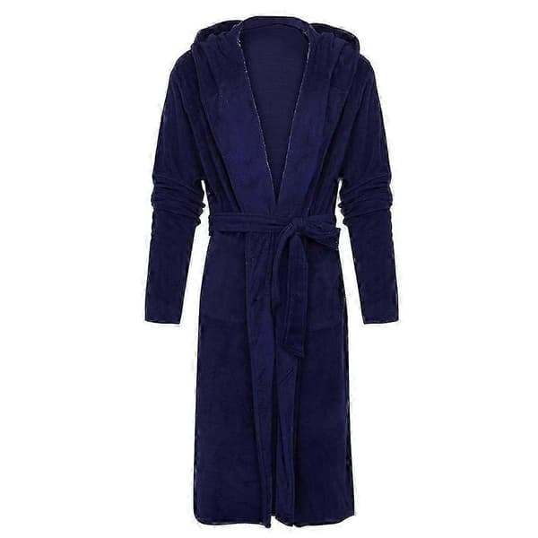 Herrebadekåpe med hette i fleece - Plysjbadekåper Blue M