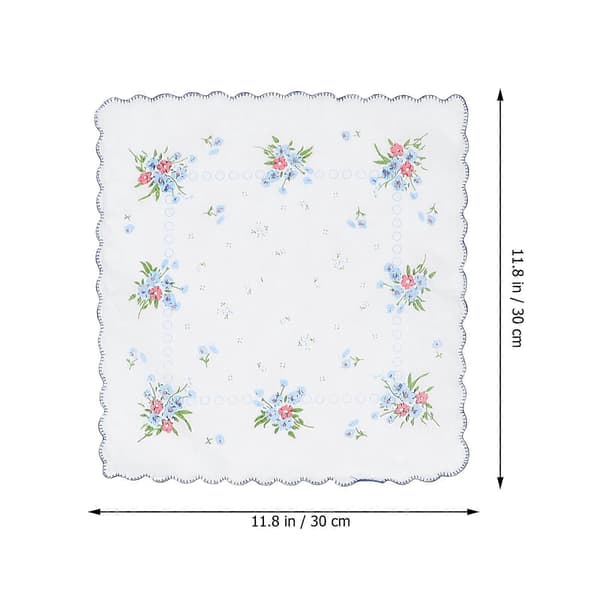 【BQ】12 stk. blomstertrykte bomullslommetørklær for kvinner, delikat design (tilfeldig stil)