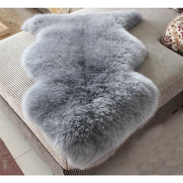 ny stil 60*90 Shaped Light Gray Irregular Imitation Wool Carpet Bay Window Rug Plush Carpet Footpad Faux Fur Rug Sheepskin Area Rug