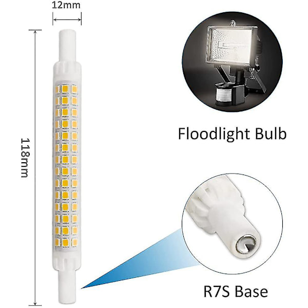 R7s 118 mm dimbar LED-pære, 10w ekvivalent 80w halogenpære, kaldhvit