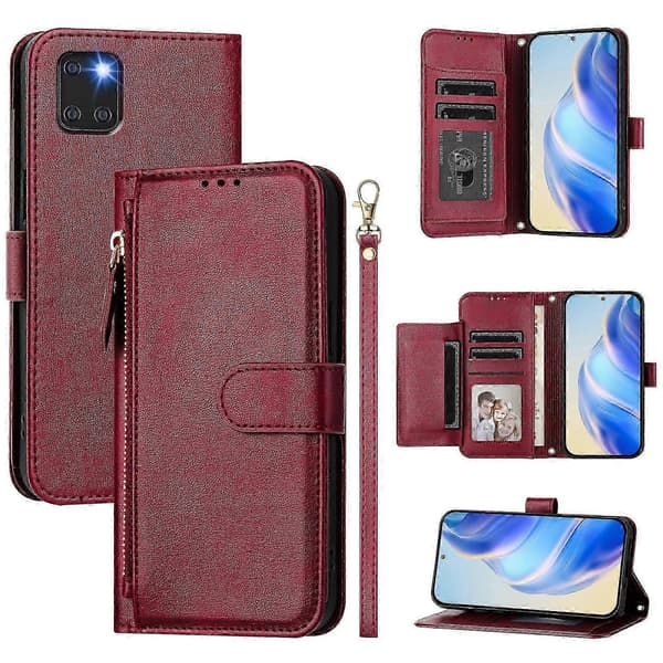 【BQ】Etui til Samsung Galaxy Note 10 Lite Lynlås Håndtaske Pung Læder ... Red
