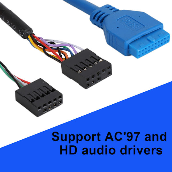 Datakabinett Frontpanel Lydgrensesnitt USB 3.0 2.0 med Kabel