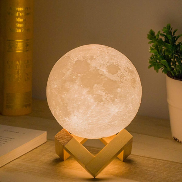 Mood Lights Moon Lamp-jalustalla Kaukosäädin kosketusohjain + USB ladattava