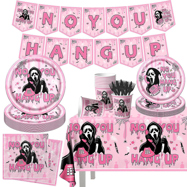 Vaaleanpunainen Halloween Party Kertakäyttöinen astia Paperipyyhe Paperipöytä Bula Banner Pink Knife 20pcs