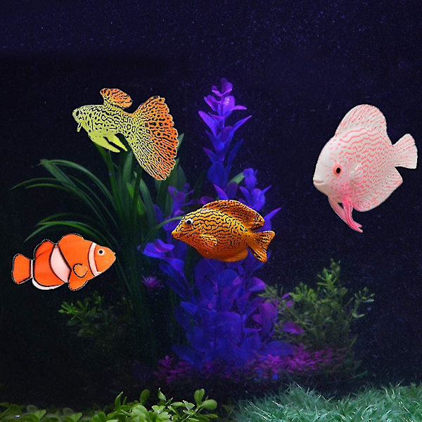 Akvarium lysende silikone kunstig fisk falske akvarium landskabsdekorationer pink angelfish