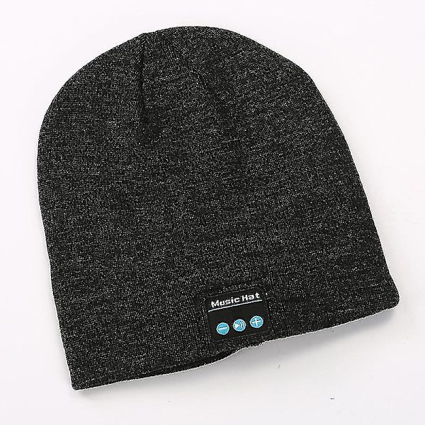 Bluetooth Music Cap Stickad Mössa Bluetooth Hat Binaural Call Lyssnar på låtar DARK GREY