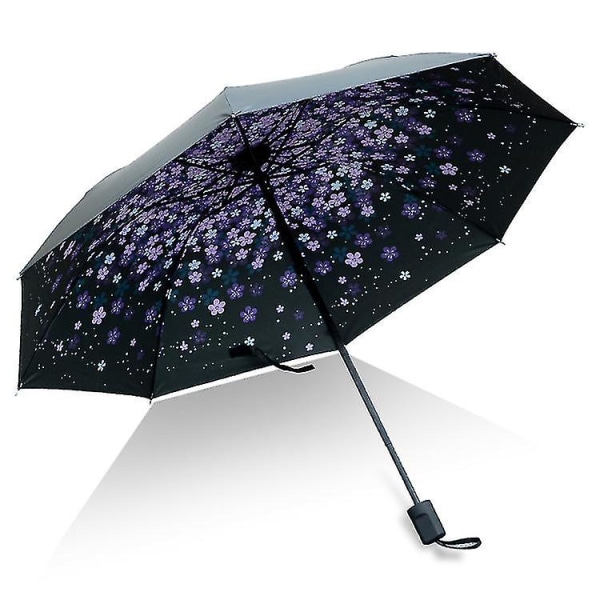 Paraply Mænd Regn Kvinde Vindtæt Stor Paraguas 3d Blomsterprint Solrig Anti-sol 3 Foldeparaply Udendørs Parapluie J