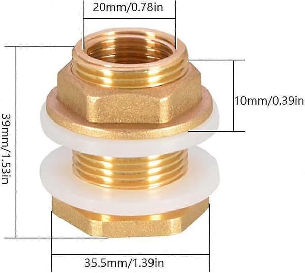 2 dele Dn20 3/4 messing vandtank vandslangekobling adapter hane regnspand