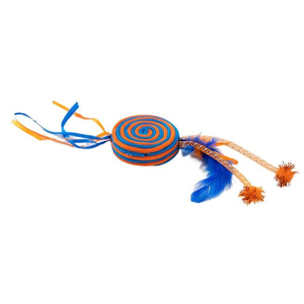 Katt skrapa leksak Färgglad tejp Bittålig lek för att lindra tristess Flätat rep Lollipop flytande bälte Kattstickleksak för husdjursstad Orange