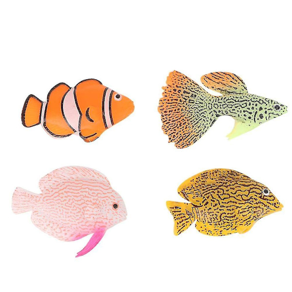 Akvarium lysende silikone kunstig fisk falske akvarium landskabsdekorationer clown fish