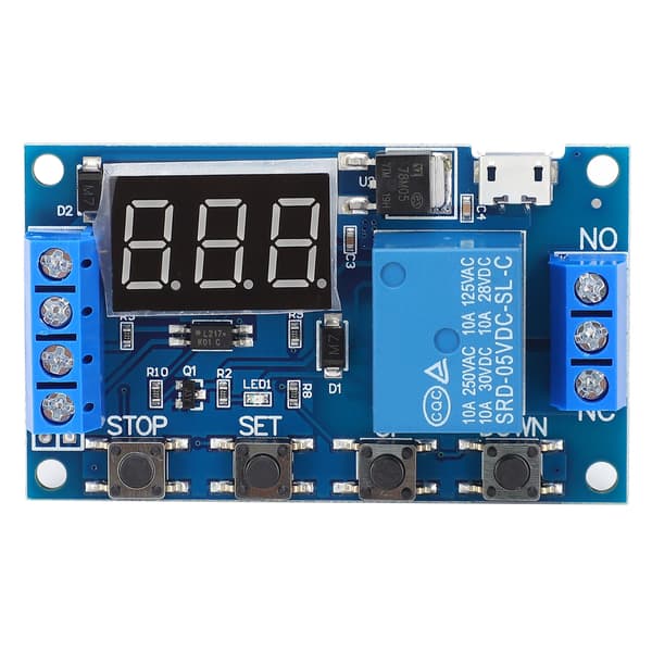 Relébord Syklus Tidsstyring Kretsbryter Timer Forsinkelse Trigger Modul 6‑30V Micro USB 5V