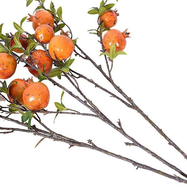 Simulering Blomma Granatäpple 6 Frukt Med Löv Och Stor Gren Växt Modell Rum Hotell Hem Mjuk Granatäpple Frukt red