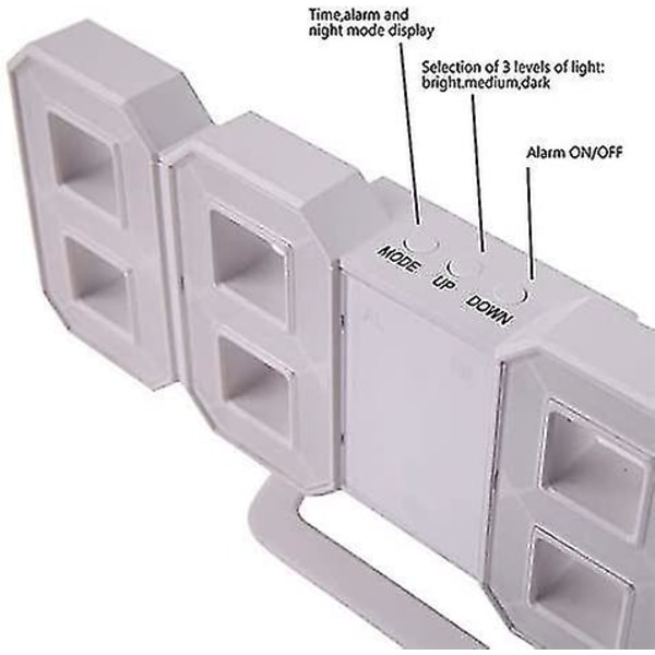 Fong Fong 3d led väggklocka, modern digital väckarklocka för hem, kök, kontor, nattduksbord, väggklocka, 24 eller 12 timmars display