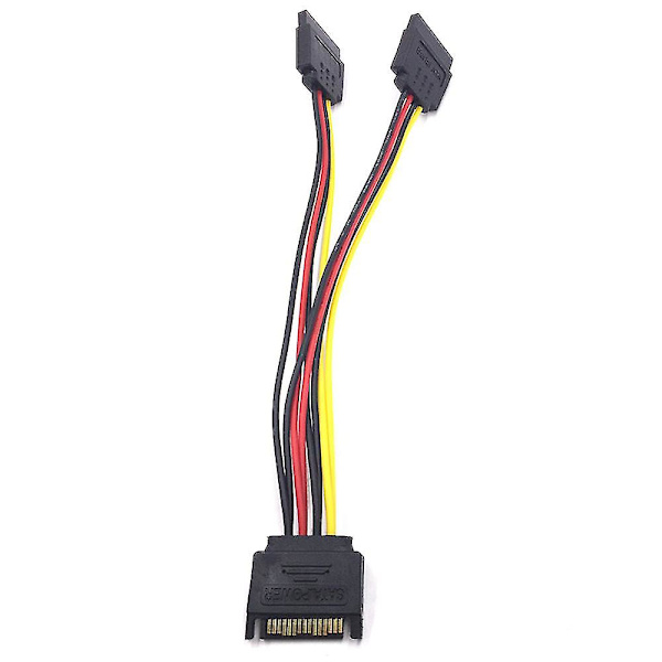 15 Pin Sata Han til 2x Sata Hun Power Y-splitter kabeladapter