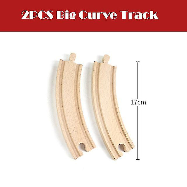 Hhcx-new All Kinds Wooden Track Parts Beech Wooden Railway Train Track Accessories Fit With All s Wood Tracks Toys For Kids 2pcs L curve