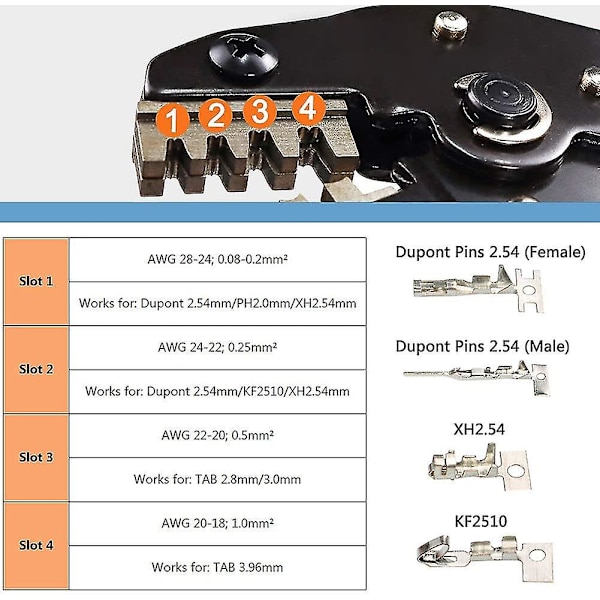 Crimping Pliers For Jst Ph Xh Connectors, Dupont 2.54mm, Kf2510, Tab 2.8 / 3.0 / 3.96mm For Awg 28-1