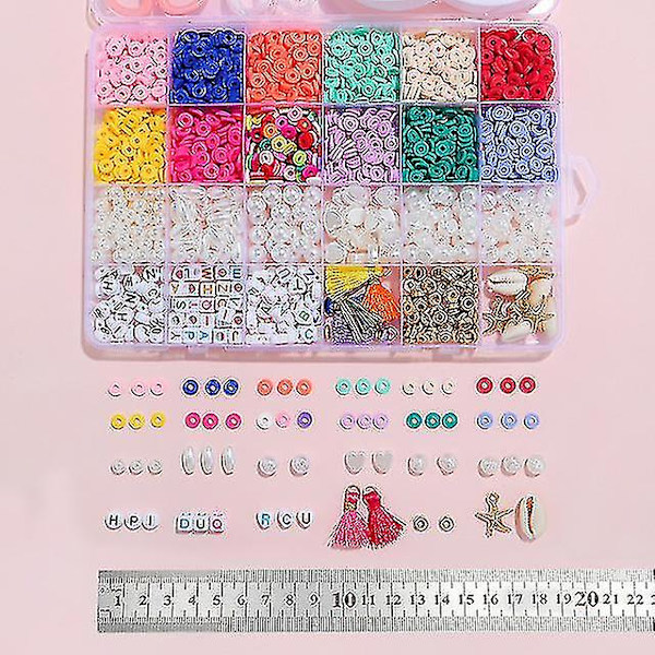 Soft Pottery Pearl Letter Beads Tassel Beads Handmade Beaded Diy Set Box color 19*13*2cm