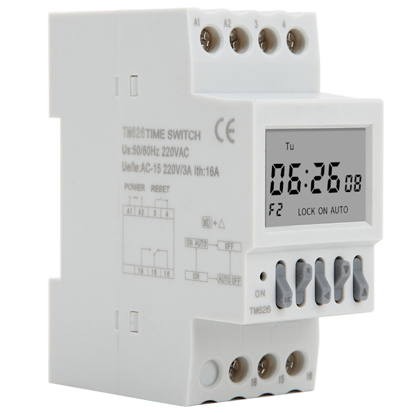TM626 Strömbrytare Timer Smart Timer Switch Tidskontrollrelä DIN-skena Montering AC220V