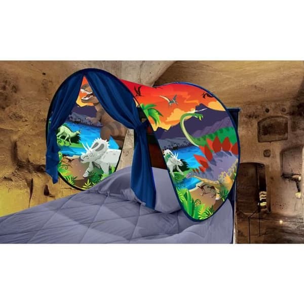 Drømmetelt Børn Pop-Up Magisk Foldbart Dinosaur-legetøjssengtelt + 20 stk. LED-stjernelyskæde