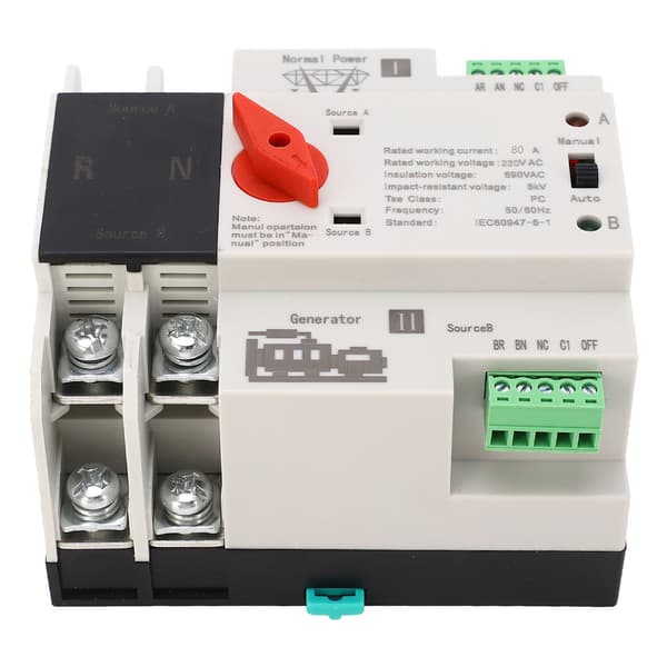Automatisk omkopplare dubbel ström 2P flamskyddsgenerator AC220V 80A