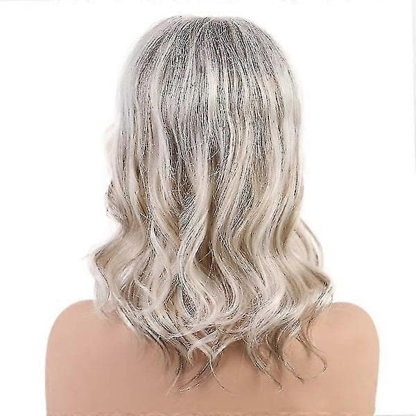 【BQ】Lång blond peruk i äkta hår/fiber med lockar