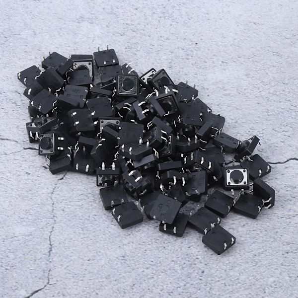 100 stk. Mini Micro Taktil Trykknap Switch 12x12x5mm Momentær Takt Switch Tilbehør