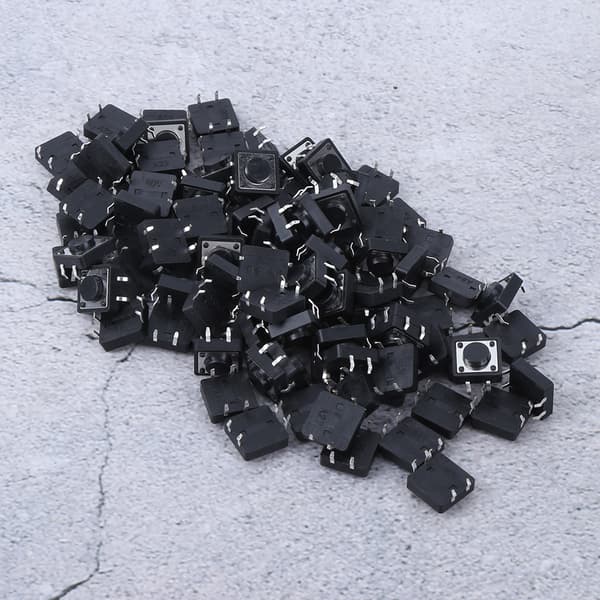 100 stk Mini Micro Taktil Trykknappbryter 12x12x5mm Momentan Taktbryter Tilbehør