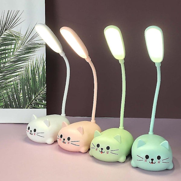 Bordslampa Tecknad Söt Pet Cat Nattlampa USB Uppladdningsbar Led Bordslampa Barn Ögonskydd Varm vit skrivbordslampa 4