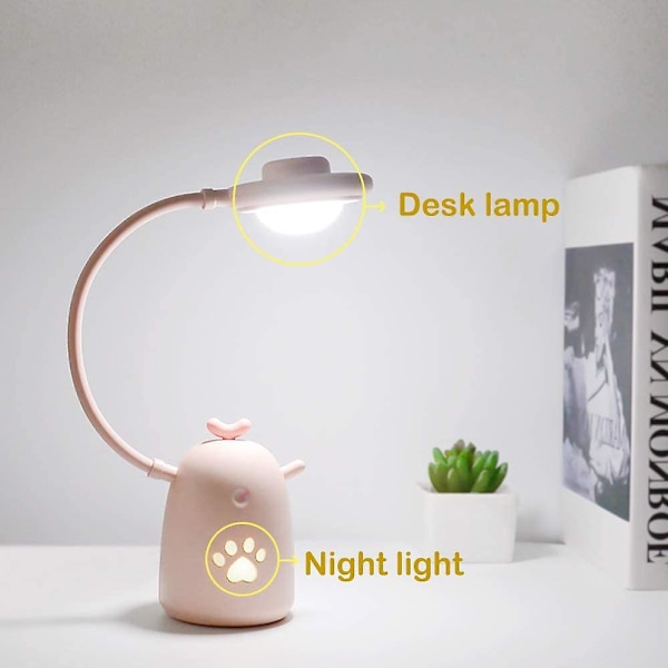 Led skrivebordslampe Barn Øyepleie nattlys Justerbar studie-leselampe Pink