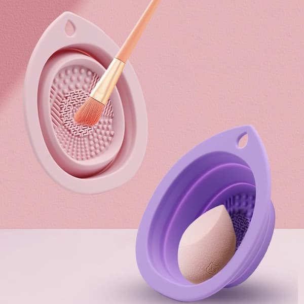 【BQ】Foldable Silicone Makeup Brush Cleaning Bowl, Suitable for Makeup Brushes, Makeup Sponges and Puffs...