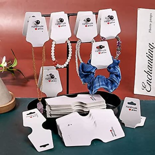 200 Armband Display Cards Robust Halsband Klippkort Självhäftande Smycken Förpackning Försäljningskort Nyckelringar, örhängen, pannband och hängslen för små 1.8x4.7 inches 1.8x4.7 inches white