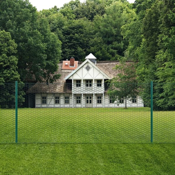 【BQ】vidaXL Hegn med stolper stål 25x0,75 m grøn Green Grön