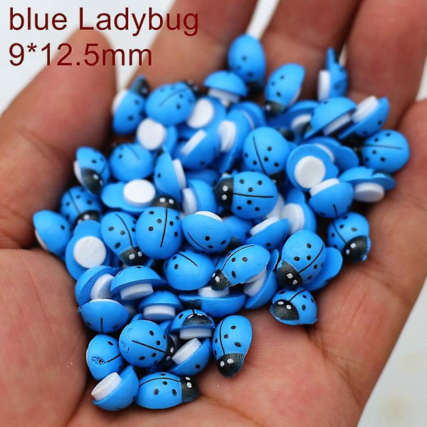 100 kpl Mini Wood Bee Leppäkerttu Värikäs Liimalla Koti Jääkaappi Seinäkoristeet Tee itsetehdyt lasten lahjajuhlatarvikkeet blue ladybug