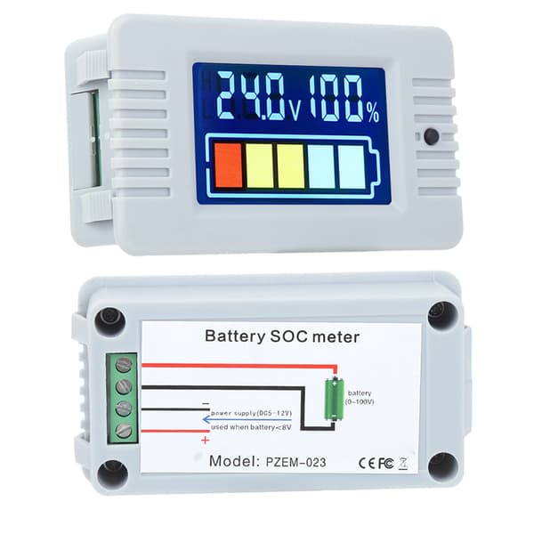 LCD Digital Voltmeter Strømtester 0 100V Batterikapacitetsindikator Måler