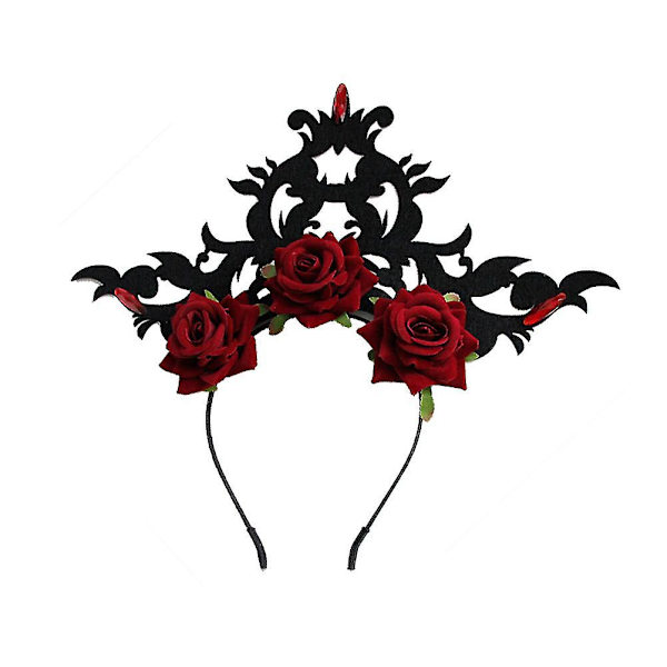 Kvinnor Hårband Rose Flower Gothic Crown Håraccessoarer Rosetter Crown Pannband Huvudbonad