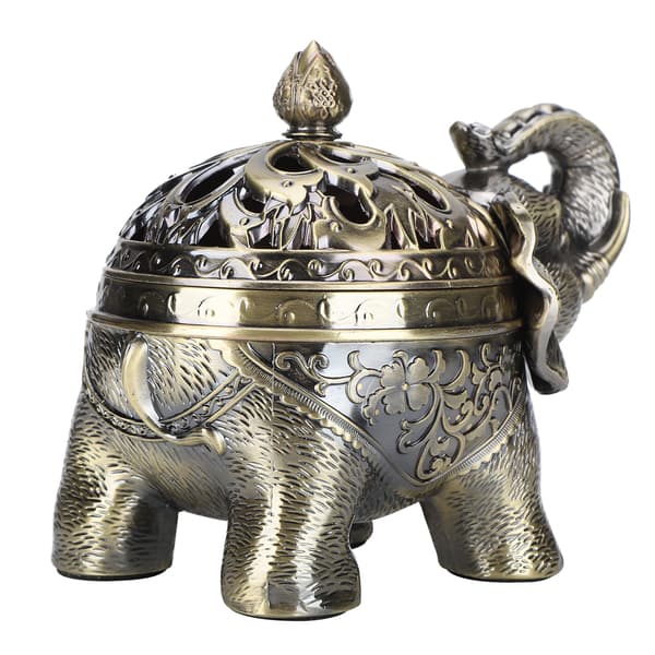 Elefantformad rökelsebrännare Aromaterapi Ornament för vardagsrum Entré Sovrum (Brons)