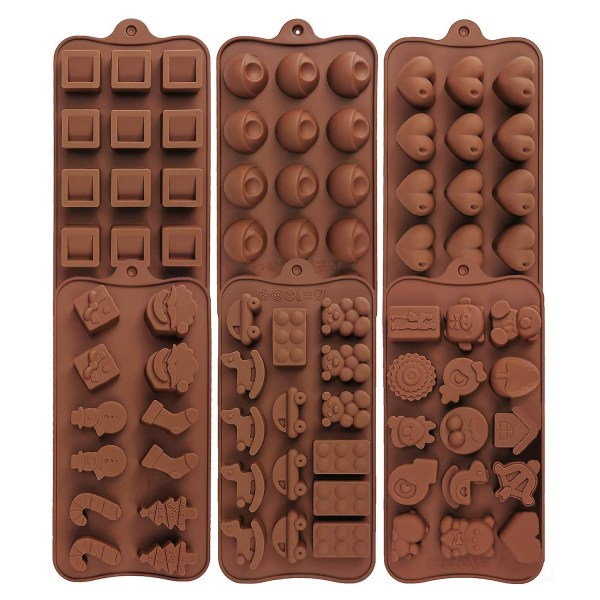 6 STK silikoneforme til chokolade slik
