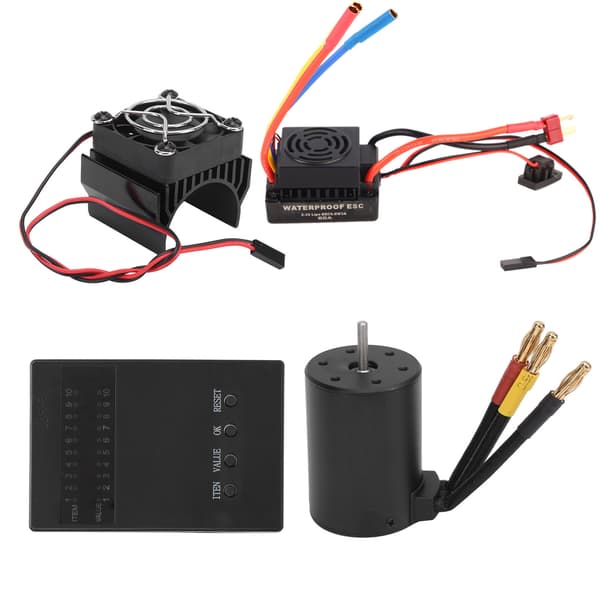 3650 3600KV Børsteløs Motor 60A ESC Programmeringskort Køleplade Combo til 1/8 1/10 RC Biler