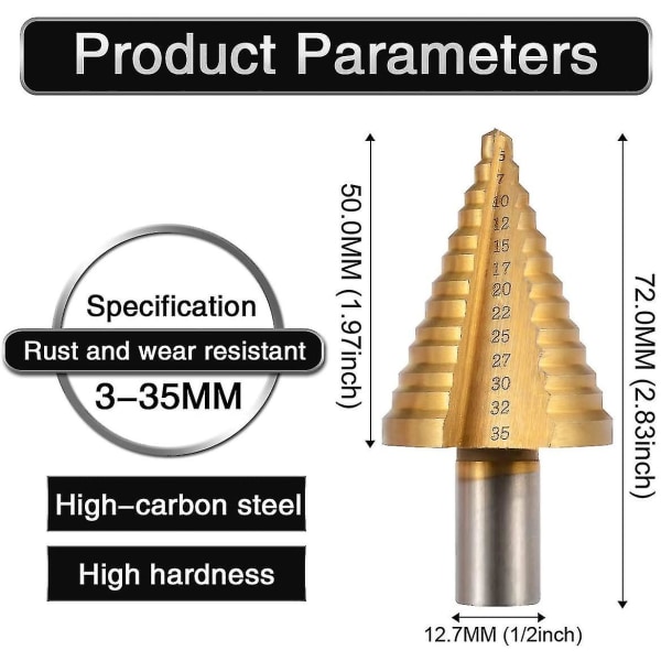 Step Drill Bit High Speed Steel Titanium Triangle Handle Round