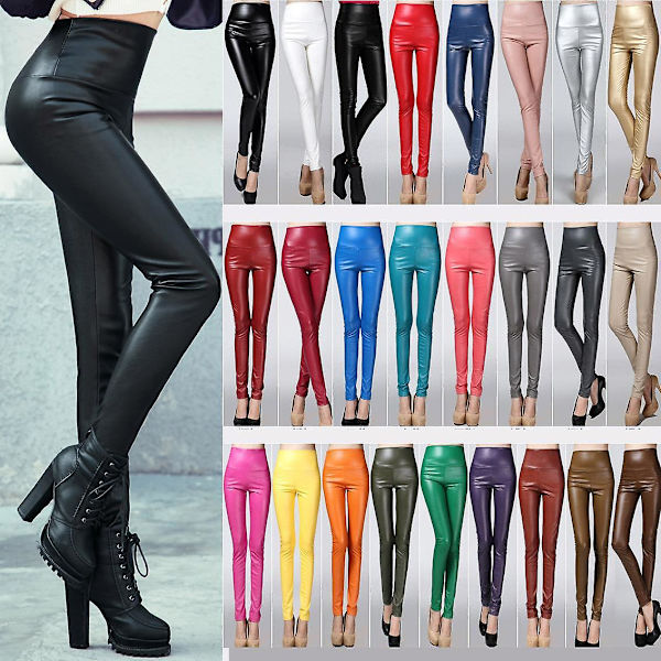 New Arrival Læder Leggings Pu Højtalje Kvinde Kvalitet Bløde Varme Bukser