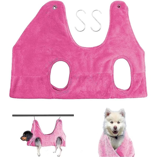 Hundehengekøyehjelp Kjæledyrpleie Hengekøye Hundepleie Hengekøyesikringsvesker for bading Vasking Stelling og trimming av negler Pink Medium