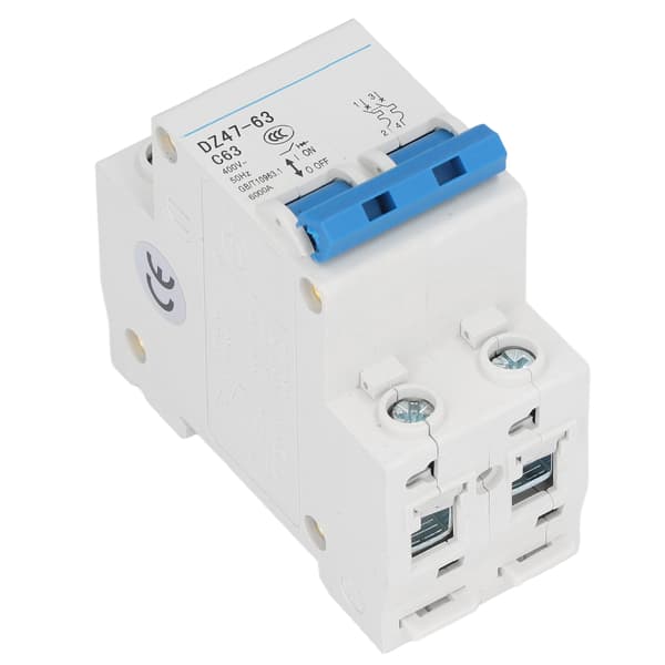 2P Strømafbryder Pa66 Kortslutningsbeskytter DIN-skinne Montering 400V 63A Brydeevne 4500A/6000A Universal