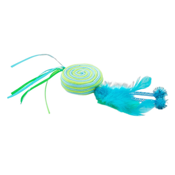 Katt skrapa leksak Färgglad tejp Bittålig lek för att lindra tristess Flätat rep Lollipop flytande bälte Kattstickleksak för husdjursstad Blue