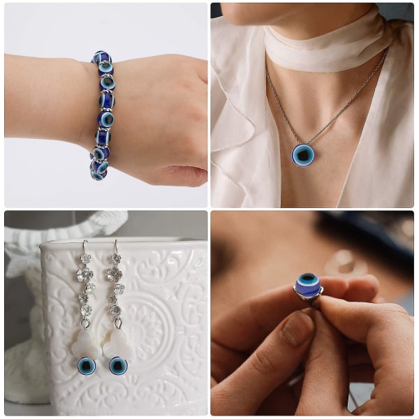 100 stk Blue Evil Eye Beads Eyeball Beads Håndlavede Resin Beads Charms Til gør-det-selv-armbånd Halskæde Smykkefremstilling 10MM