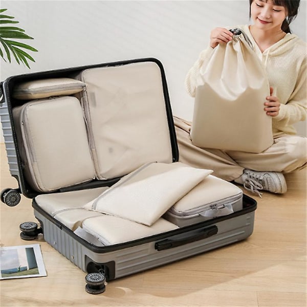 8 set kompressionspackningskuber för resor, ultralätta packningsorganisatorer för bagage resväska och ryggsäck BEIGE STYLE 2