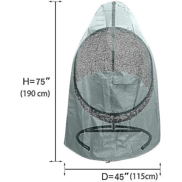 Patio riippuva tuolin cover, vedenpitävä Egg Swing tuolin cover 45,3 * 74,8 harmaa 45.3*74.8 Gray
